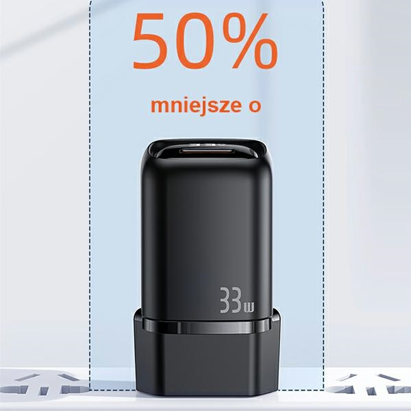 Síťová nabíječka USAMS 1xUSB-C+1xUSB T46 33W PD3.0 +QC3.0 Fast Charging black CC152TC01 (US-CC152)
