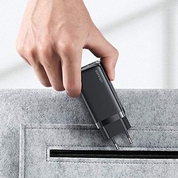 Síťová nabíječka USAMS  1xUSB-C+1xUSB T47 65W PD Fast Charging Super Si black CC153TC01  (US-CC153)