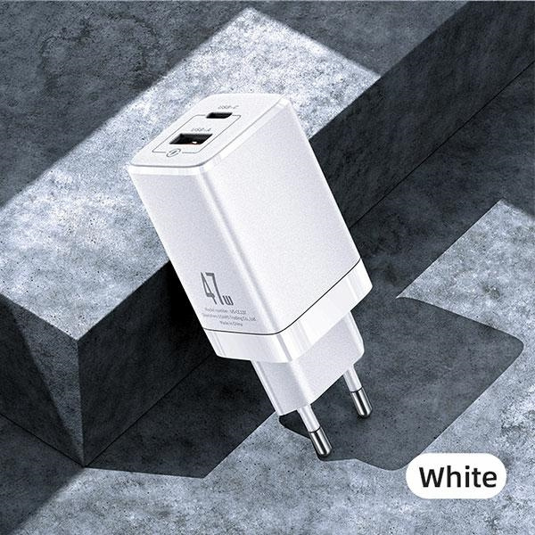 Síťová nabíječka USAMS  T41 USB-C+USB GaN 47W PD+QC Fast Charging white CC137TC02 (US-CC137)