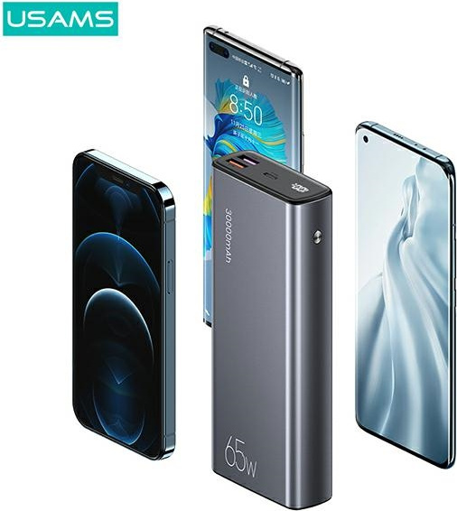 USAMS Powerbank PB59 30000mAh 65W 2xQC3.0+PD Fast Charge black CMXLOGTC01 (US-CD165) + cable USB-C-USB-C