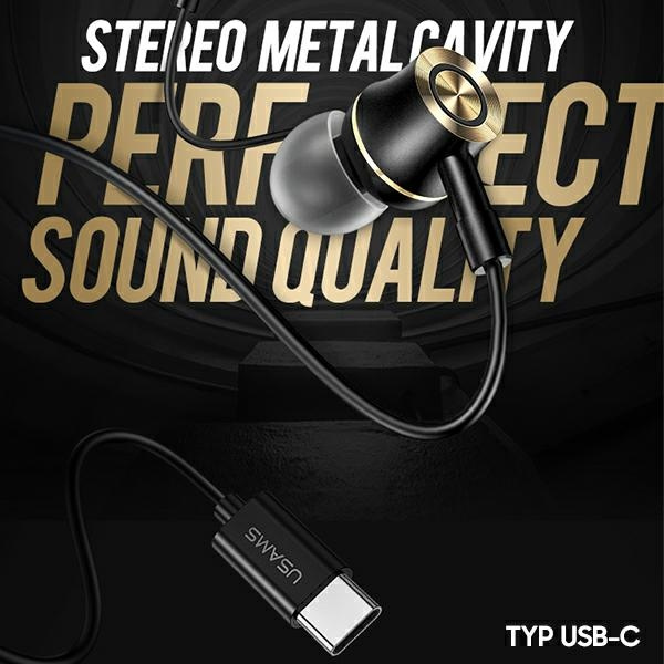 Sluchátka USAMS stereo EP-43 metal USB-C dark green HSEP4302