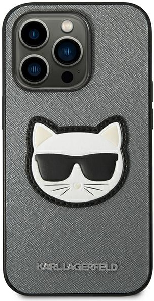 Kryt Karl Lagerfeld KLHCP14LSAPCHG Apple iPhone 14 Pro hardcase silver Saffiano Choupette Head Patch