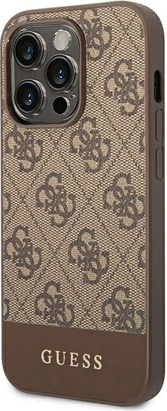 Kryt Guess GUHCP14LG4GLBR Apple iPhone 14 Pro brown hard case 4G Stripe Collection