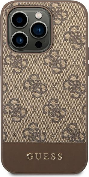 Kryt Guess GUHCP14LG4GLBR Apple iPhone 14 Pro brown hard case 4G Stripe Collection
