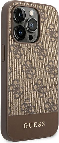 Kryt Guess GUHCP14LG4GLBR Apple iPhone 14 Pro brown hard case 4G Stripe Collection