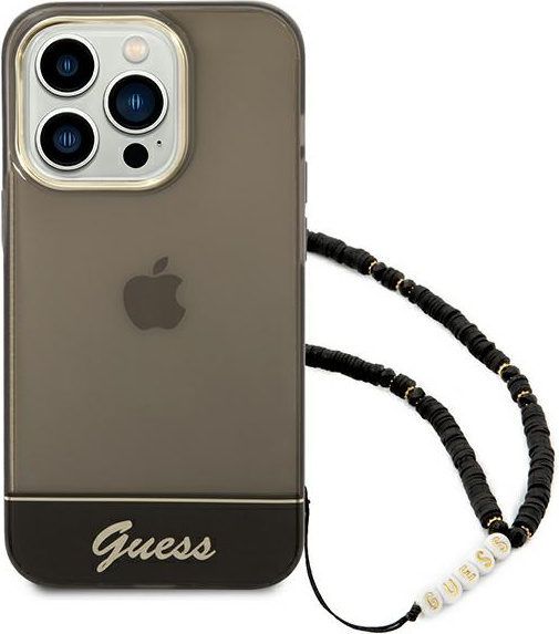 Kryt Guess GUHCP14LHGCOHK Apple iPhone 14 Pro black hardcase Translucent Pearl Strap