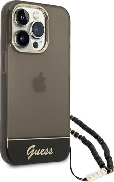 Kryt Guess GUHCP14LHGCOHK Apple iPhone 14 Pro black hardcase Translucent Pearl Strap