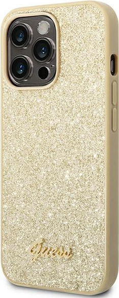 Kryt Guess GUHCP14LHGGSHD Apple iPhone 14 Pro gold hard case Glitter Script