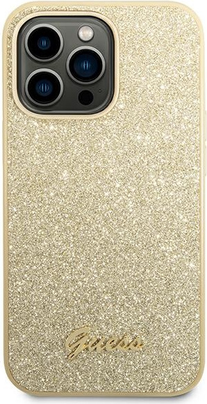 Kryt Guess GUHCP14LHGGSHD Apple iPhone 14 Pro gold hard case Glitter Script
