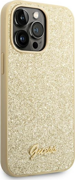 Kryt Guess GUHCP14LHGGSHD Apple iPhone 14 Pro gold hard case Glitter Script