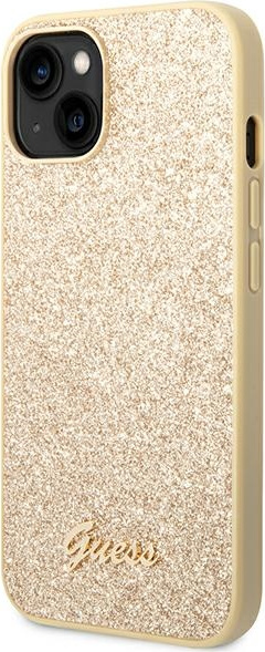 Kryt Guess GUHCP14MHGGSHD Apple iPhone 14 Plus / 15 Plus gold hard case Glitter Script