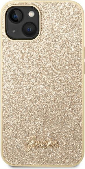 Kryt Guess GUHCP14MHGGSHD Apple iPhone 14 Plus / 15 Plus gold hard case Glitter Script