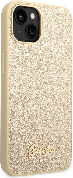 Kryt Guess GUHCP14MHGGSHD Apple iPhone 14 Plus / 15 Plus gold hard case Glitter Script