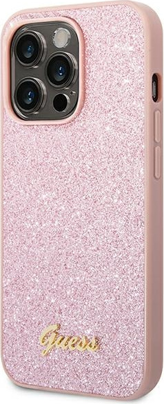 Kryt Guess GUHCP14XHGGSHP Apple iPhone 14 Pro Max pink hard case Glitter Script