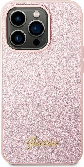 Kryt Guess GUHCP14XHGGSHP Apple iPhone 14 Pro Max pink hard case Glitter Script