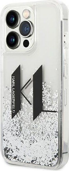 Kryt Karl Lagerfeld KLHCP14LLBKLCS Apple iPhone 14 Pro silver hardcase Liquid Glitter Big KL