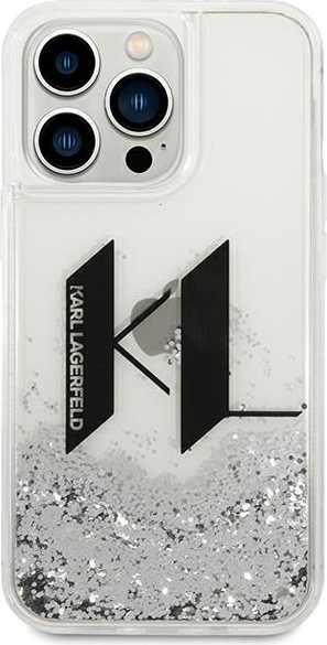 Kryt Karl Lagerfeld KLHCP14LLBKLCS Apple iPhone 14 Pro silver hardcase Liquid Glitter Big KL