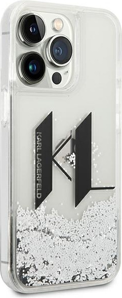 Kryt Karl Lagerfeld KLHCP14LLBKLCS Apple iPhone 14 Pro silver hardcase Liquid Glitter Big KL