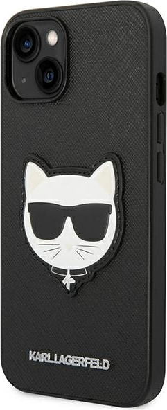 Kryt Karl Lagerfeld KLHCP14MSAPCHK Apple iPhone 14 Plus / 15 Plus hardcase black Saffiano Choupette Head Patch