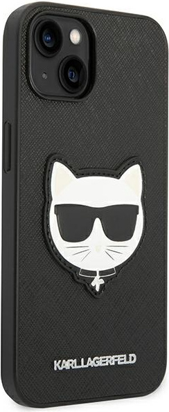 Kryt Karl Lagerfeld KLHCP14MSAPCHK Apple iPhone 14 Plus / 15 Plus hardcase black Saffiano Choupette Head Patch