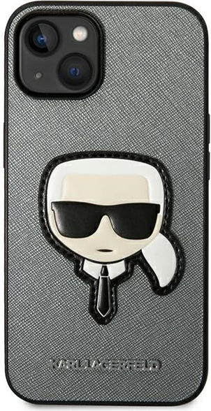 Kryt Karl Lagerfeld KLHCP14MSAPKHG Apple iPhone 14 Plus / 15 Plus silver hardcase Saffiano Karl`s Head Patch