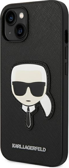 Kryt Karl Lagerfeld KLHCP14MSAPKHK Apple iPhone 14 Plus / 15 Plus black hardcase Saffiano Karl`s Head Patch
