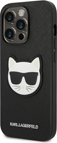 Kryt Karl Lagerfeld KLHCP14XSAPCHK Apple iPhone 14 Pro Max hardcase black Saffiano Choupette Head Patch