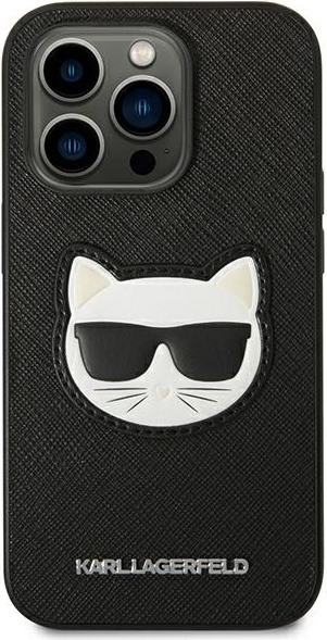 Kryt Karl Lagerfeld KLHCP14XSAPCHK Apple iPhone 14 Pro Max hardcase black Saffiano Choupette Head Patch