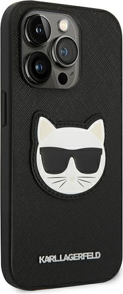 Kryt Karl Lagerfeld KLHCP14XSAPCHK Apple iPhone 14 Pro Max hardcase black Saffiano Choupette Head Patch