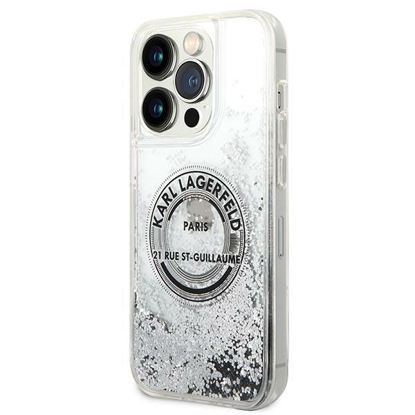 Kryt Karl Lagerfeld KLHCP14LLCRSGRS Apple iPhone 14 Pro silver hardcase Liquid Glitter RSG