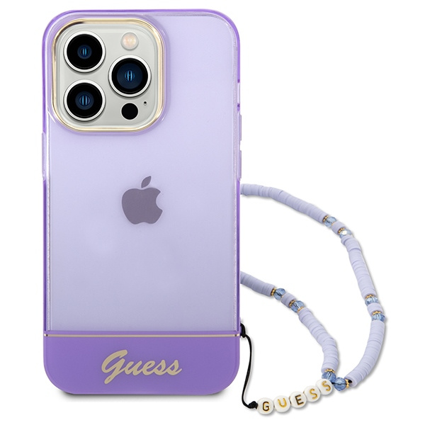 Kryt Guess GUHCP14LHGCOHU Apple iPhone 14 Pro purple hardcase Translucent Pearl Strap