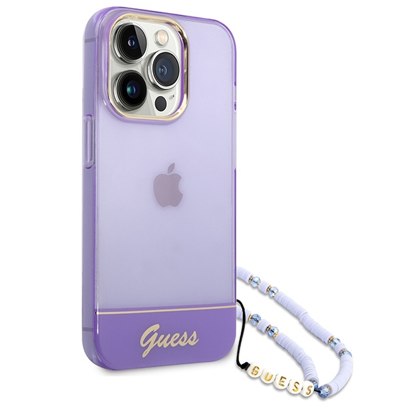 Kryt Guess GUHCP14LHGCOHU Apple iPhone 14 Pro purple hardcase Translucent Pearl Strap