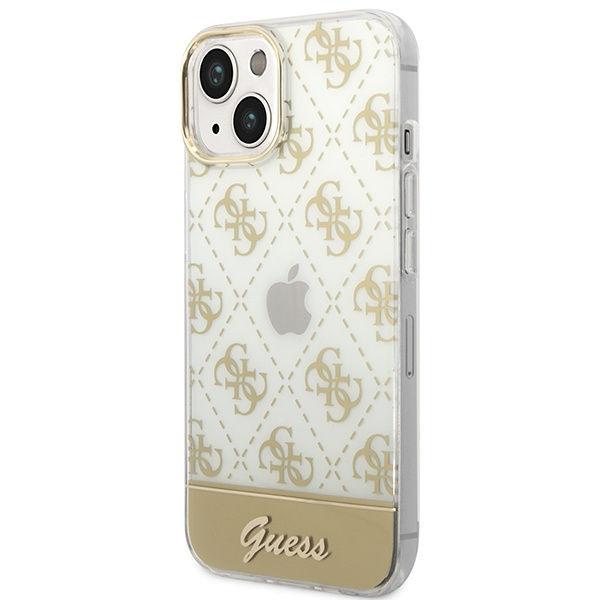 Kryt Guess GUHCP14MHG4MHG Apple iPhone 14 Plus / 15 Plus gold hardcase 4G Pattern Script