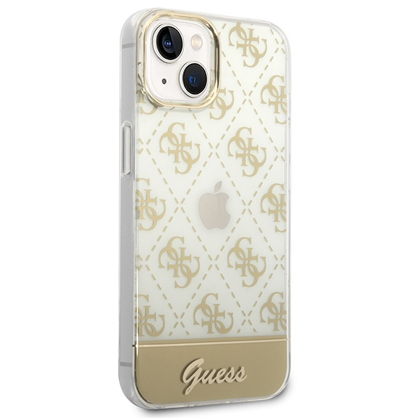 Kryt Guess GUHCP14MHG4MHG Apple iPhone 14 Plus / 15 Plus gold hardcase 4G Pattern Script