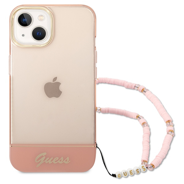 Kryt Guess GUHCP14MHGCOHP Apple iPhone 14 Plus / 15 Plus pink hardcase Translucent Pearl Strap