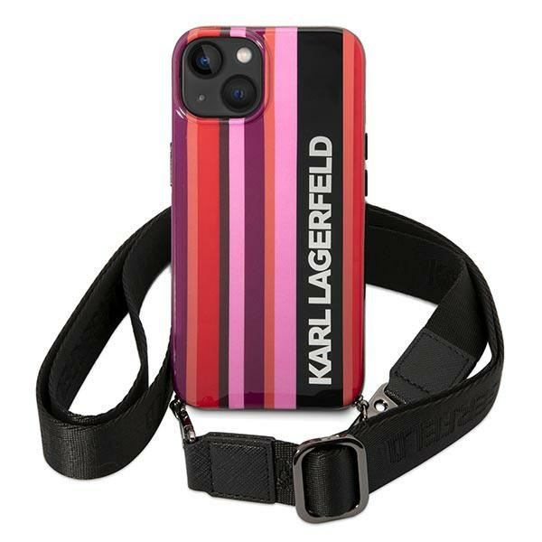 Kryt Karl Lagerfeld KLHCP14SSTSTP Apple iPhone 14 hardcase pink Color Stripes Strap
