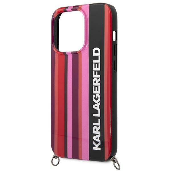 Kryt Karl Lagerfeld KLHCP14LSTSTP Apple iPhone 14 Pro hardcase pink Color Stripes Strap