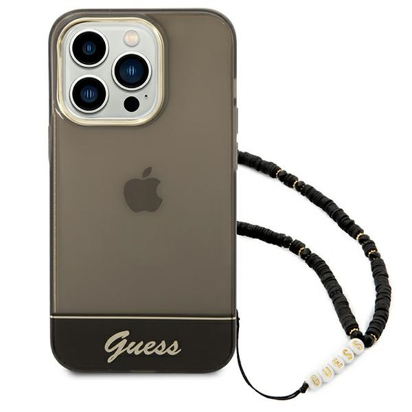 Kryt Guess GUHCP14XHGCOHK Apple iPhone 14 Pro Max black hardcase Translucent Pearl Strap