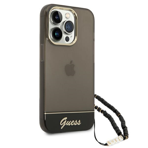 Kryt Guess GUHCP14XHGCOHK Apple iPhone 14 Pro Max black hardcase Translucent Pearl Strap