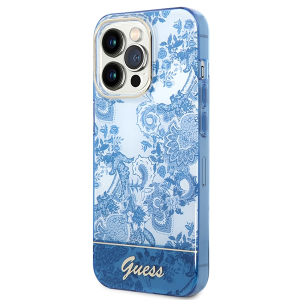 Kryt Guess GUHCP14XHGPLHB Apple iPhone 14 Pro Max blue hardcase Porcelain Collection