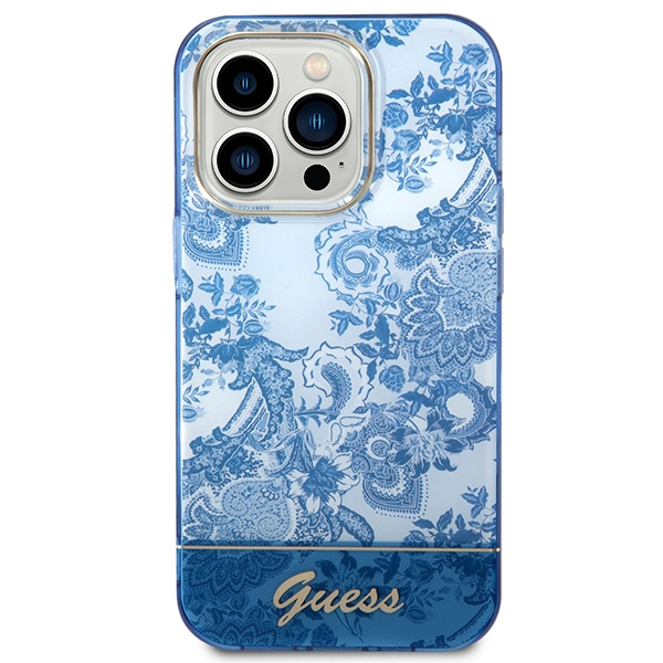 Kryt Guess GUHCP14XHGPLHB Apple iPhone 14 Pro Max blue hardcase Porcelain Collection