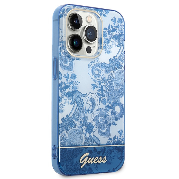 Kryt Guess GUHCP14XHGPLHB Apple iPhone 14 Pro Max blue hardcase Porcelain Collection