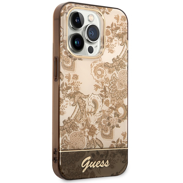 Kryt Guess GUHCP14XHGPLHC Apple iPhone 14 Pro Max ochre hardcase Porcelain Collection