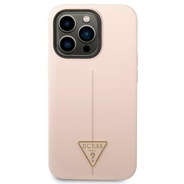 Kryt Guess GUHCP14XSLTGP Apple iPhone 14 Pro Max pink hardcase Silicone Triangle