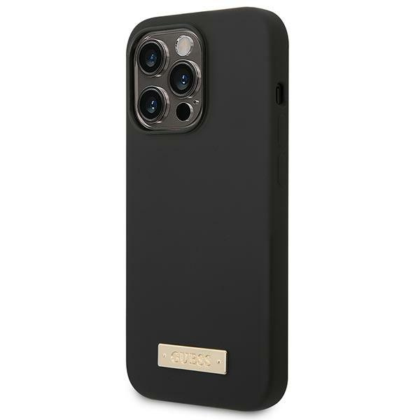 Kryt Guess GUHMP14LSBPLK Apple iPhone 14 Pro black hard case Silicone Logo Plate MagSafe