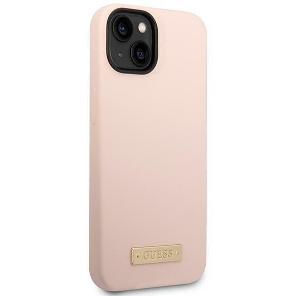 Kryt Guess GUHMP14MSBPLP Apple iPhone 14 Plus / 15 Plus pink hard case Silicone Logo Plate MagSafe