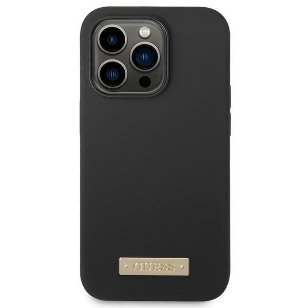 Kryt Guess GUHMP14XSBPLK Apple iPhone 14 Pro Max black hard case Silicone Logo Plate MagSafe