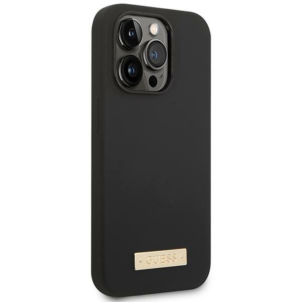Kryt Guess GUHMP14XSBPLK Apple iPhone 14 Pro Max black hard case Silicone Logo Plate MagSafe