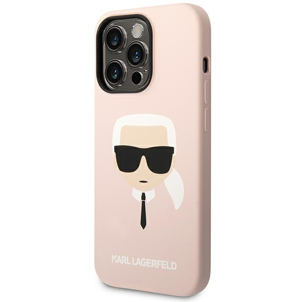 Kryt Karl Lagerfeld KLHCP14LSLKHLP Apple iPhone 14 Pro hardcase pink Silicone Karl`s Head