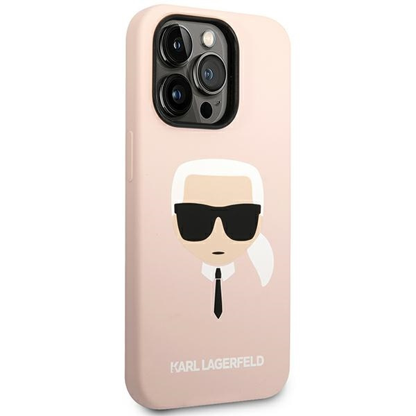 Kryt Karl Lagerfeld KLHCP14LSLKHLP Apple iPhone 14 Pro hardcase pink Silicone Karl`s Head